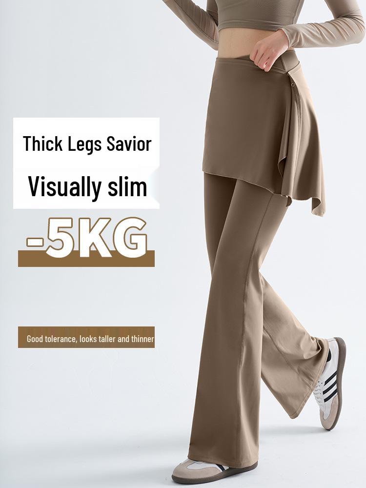 Yoga Micro Flare Pants with Detachable Skort for Sports and Dance