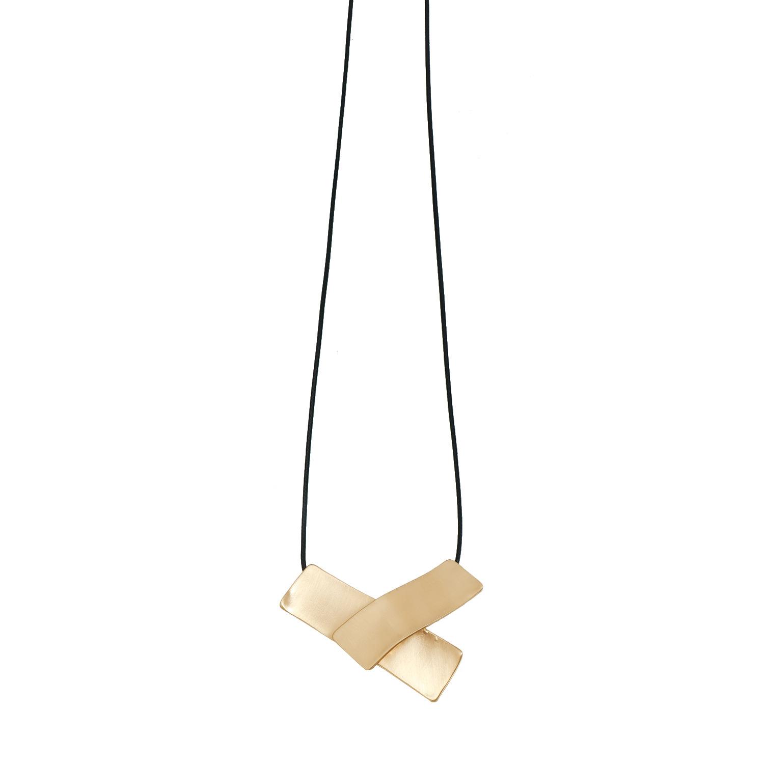 

Geometric metal brushed sequined necklace, simple light luxury wax thread adjustable item decoration золотой