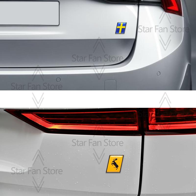Metall Für TWIN ENGINE OCEAN RACE Entwickelter Elchtest R Design Schweden Flagge Abzeichen 3D Aufkleber Auto Kofferraum Karosserie Emblem Aufkleber
