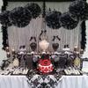 9 Pièces Décor Mural Noir pour Fête Décorations de Fête de Mariage Halloween Boule de Fleurs 3D Anniversaire Ensemble Boules de Fleurs en Papier Décoration de Maison