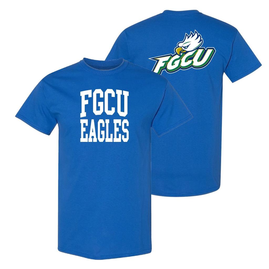 FGCU Eagles Front and Back Print - Sports Team Short Sleeve T-Shirt - Royal
