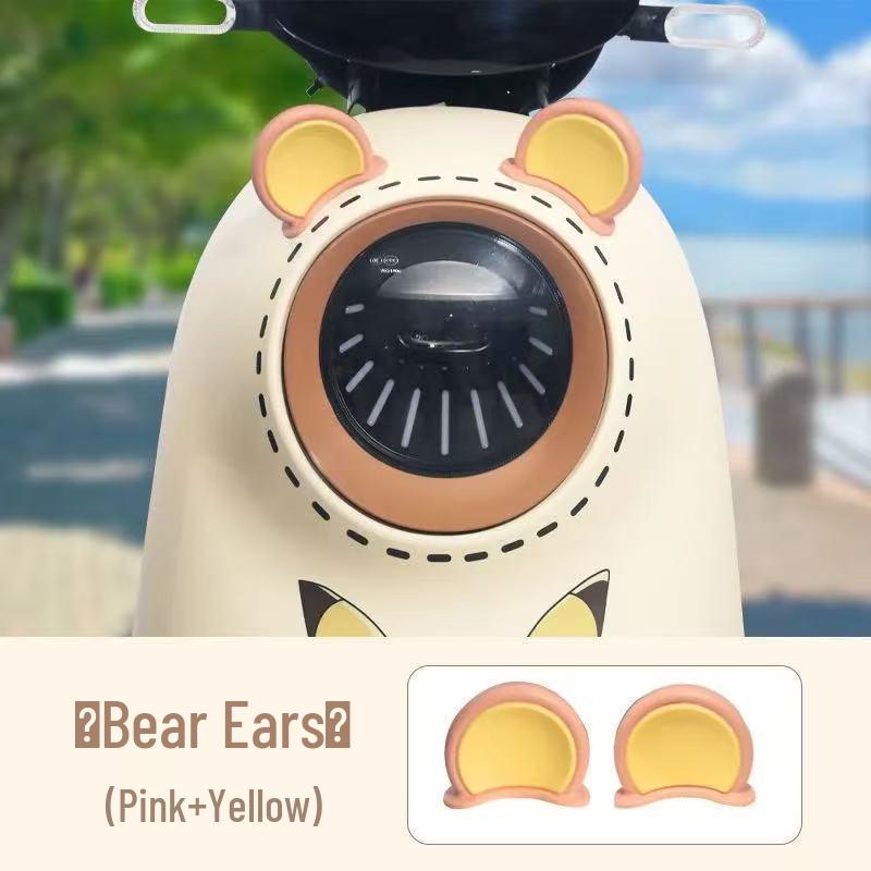 Yadea Bear Ear Electric Scooter Accessories: Cute Battery Car Stickers & Creative Helmet Decorations.