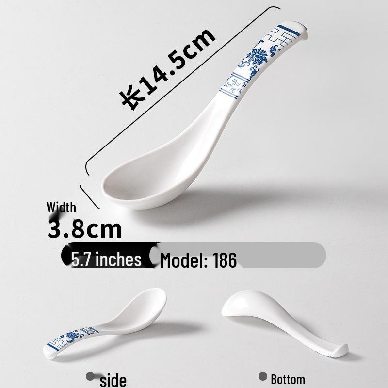 Blue & White Melamine Retro Rice Spoon: Creative Patterned Tableware for Restaurants & Hotels