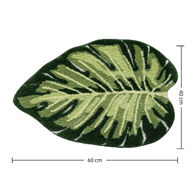Tropical Green Leaf Bathroom Floor Mat Soft Plush Anti Slip Mat Bathroom Shower Bathtub Front Home Decoration