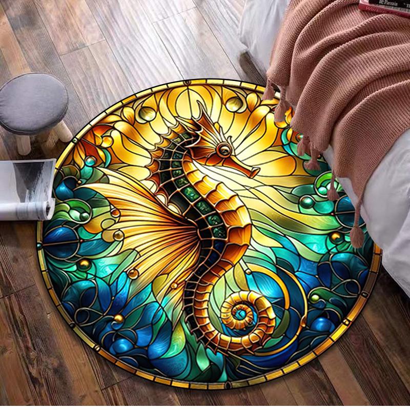 Animal Circular Rug - Office Decorative Carpet For Living Room Bedroom Door Mat Floor Rug Computer Chair Area Rug