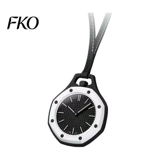 Orologio da tasca meccanico Ottagonale colorato, Analogico al quarzo Cassa scheletrata Collana con cinturino in ecopelle per uomo donna Scacchiera
