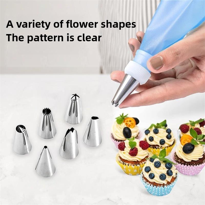 Cake Piping Tools Reusable Silicone Pastry Bag Stainless Steel Nozzle Icing Bag for Decoration Baking Tool Kitchen Accessories