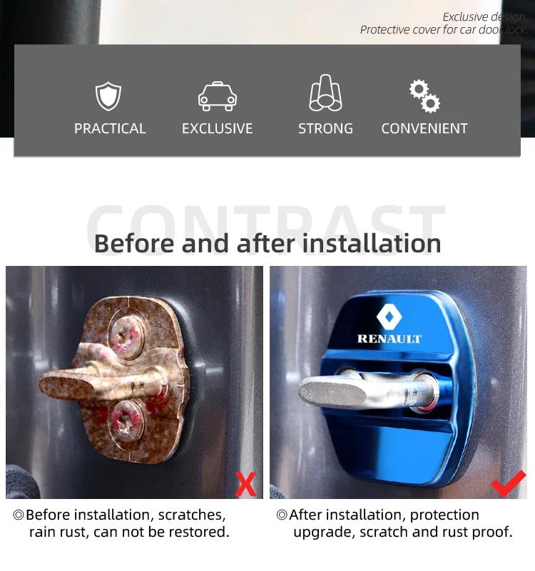 Interior Stickers For Renault Koleos Duster Megane 2 Logan Clio Kadjar Car Door Protective Decoration Car Styling Door Lock Cove