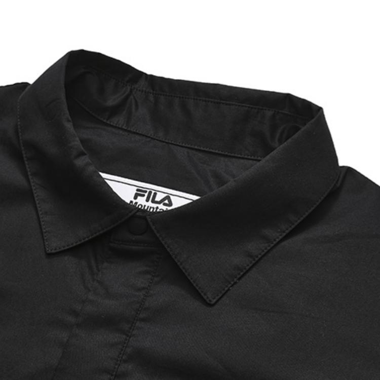 FILA Fusion X White Mountaineering Spliced Woven Short Sleeve Shirt Men shirts Deep-Black T11M237402F-BK