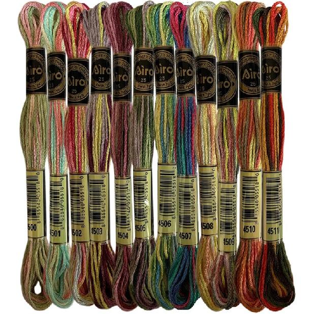 24 Skeins Magical Color Variations Floss Pack Six Strand Embroidery Variegated Cross Stitch Threads