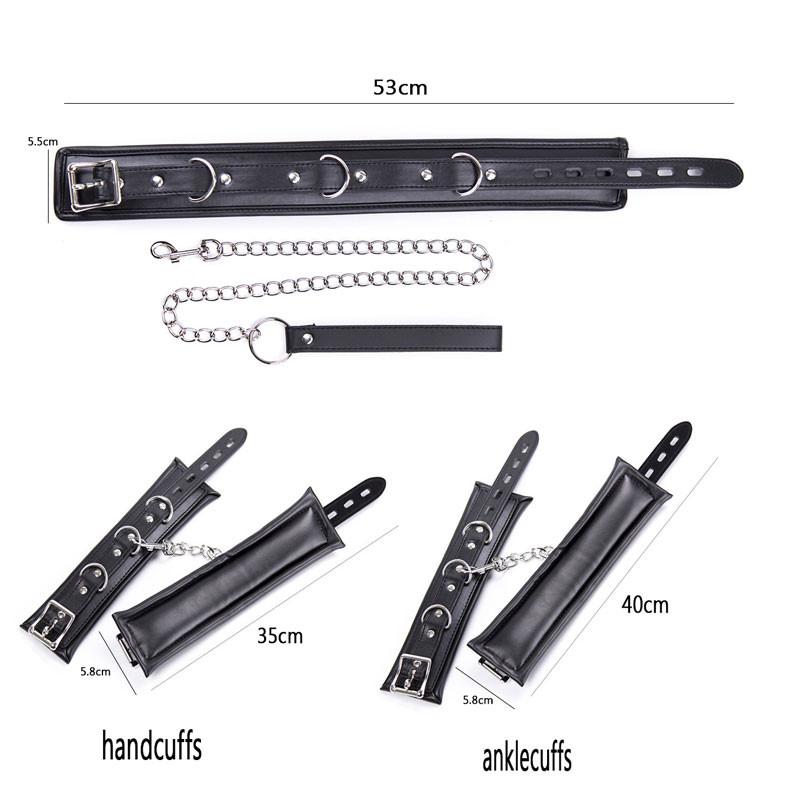 Soft Sponge Adult Handcuffs Ankle Cuffs Bondage With Chain Collar Restraints Adult Toys For Couple Adult Games Bdsm Bondage Set