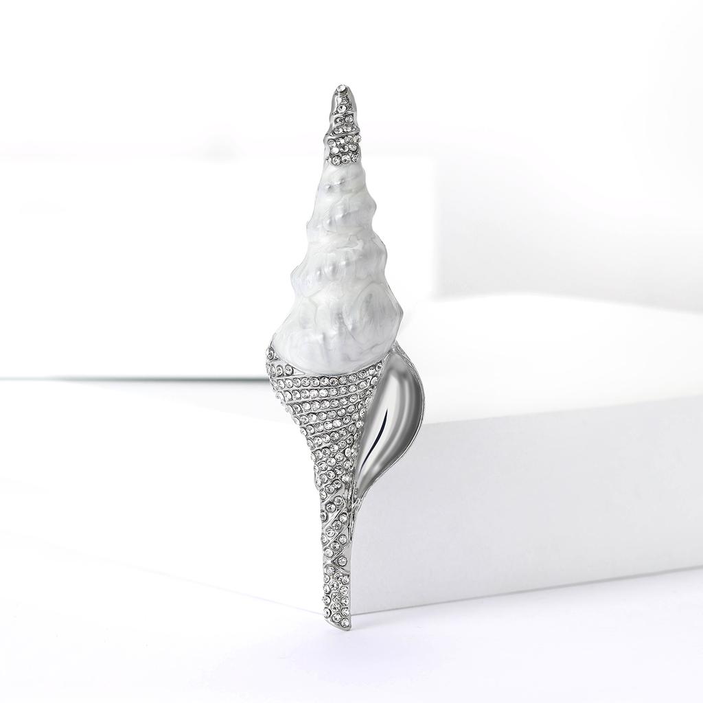 Fashion Rhinestone Conch Brooches for Women Unisex Enamel Ocean Series Pins Friend Event Party New Gifts Jewelry Decoration
