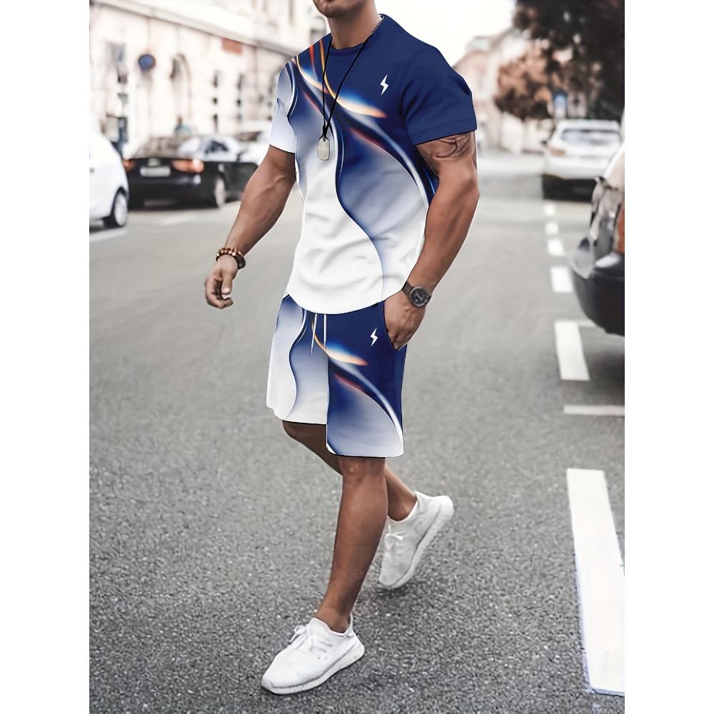 Men's 3D Printed Fashion T-shirt Set