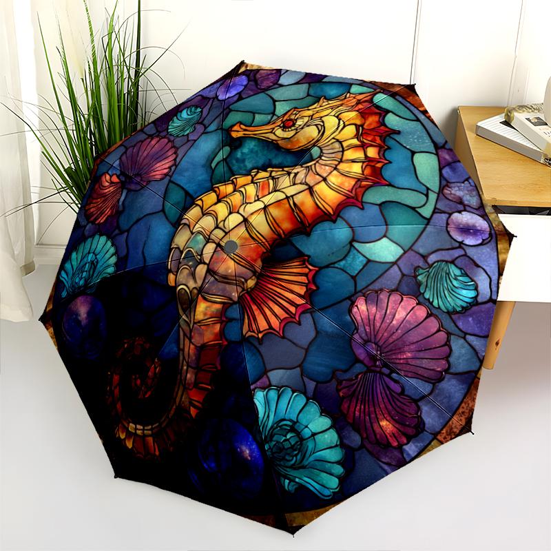 1 шт. Автоматична складана парасолька - Мультяшний візерунок, Портативна та складана конструкція з 8 спицями, Різдвяні подарунки на День народження