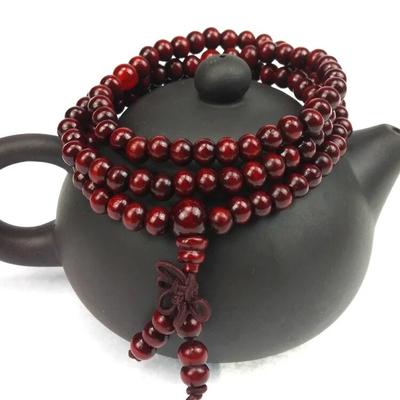 Pulseira de oração de madeira de sândalo natural de 6 mm, buda budista, meditação, 108 contas, mala, mulheres, homens, joias