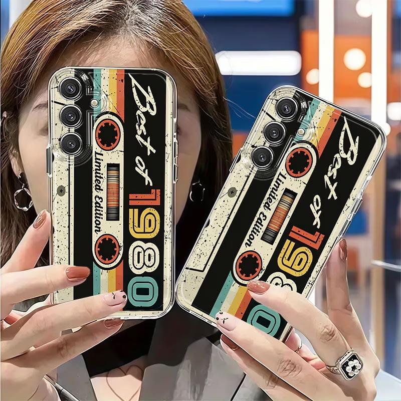 Retro music tape transparent protective case for iPhone16promax anti-drop all-inclusive painted mobile phone case