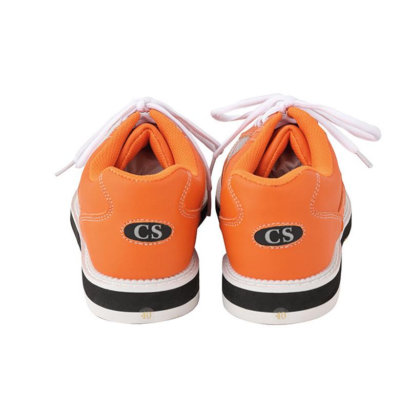 Brand CS Size 38-46 Orange Bowling Shoes for Men Women Non Slip Pro Lace Up Leather Alley Bowling Gym Boots Sport Sneakers