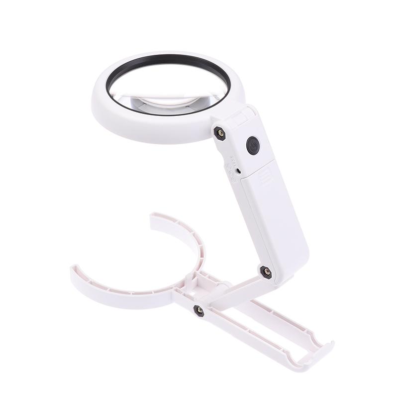 11X 5X Portable Magnifier With 8 Led Light Foldable Handheld Desktop Magnifier For Reading Newspapers Magnifier Repair Tool