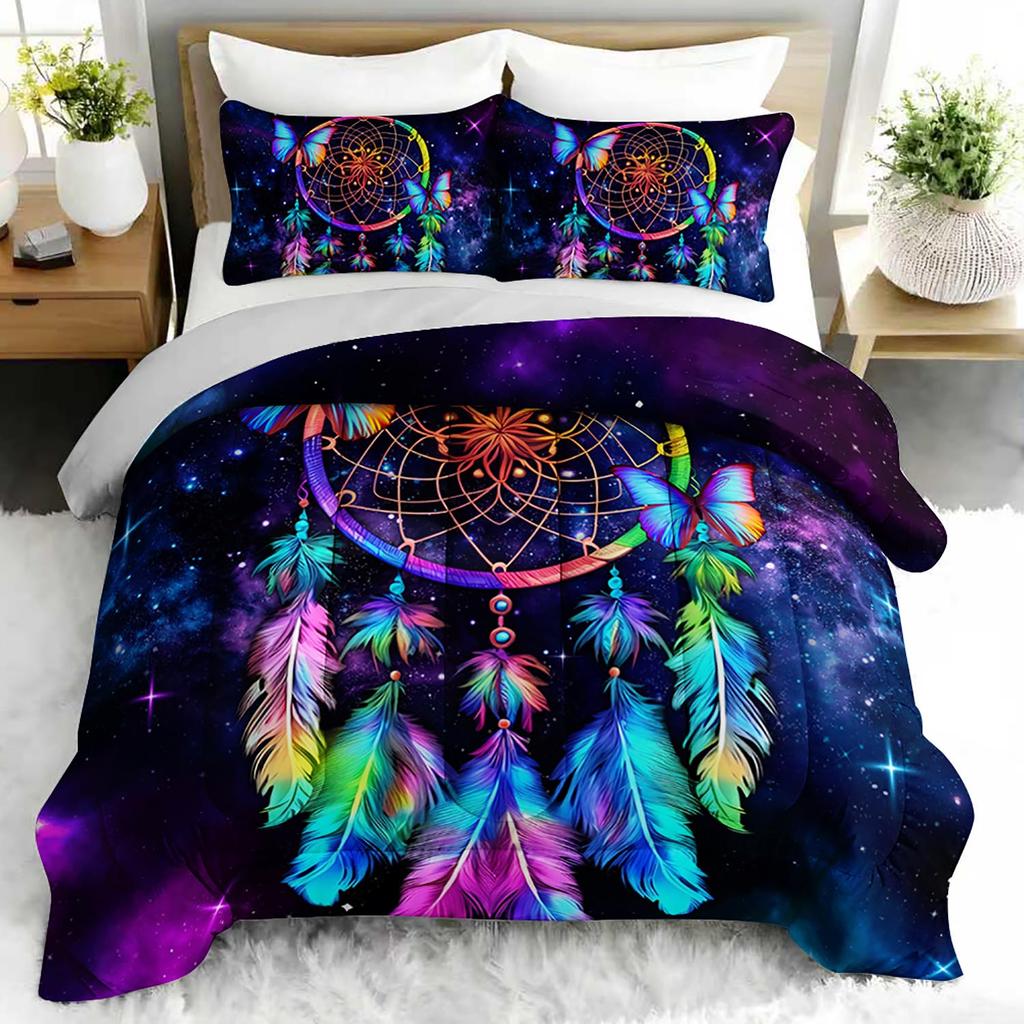 3PC Galaxy Dreamcatcher Bedding Set Bohemian Duvet Cover with 2 Pillowcases for Dreamy Bedroom Or Guest Room Decor