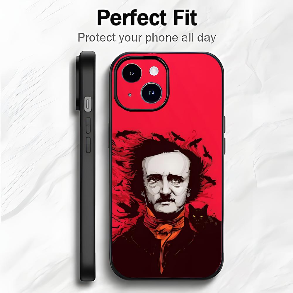 Classic Writer E-Edgar Allan Poe Phone Case Phone Case Soft Packaging Lightweight For iPhone17 16 15 14 13ProMax
