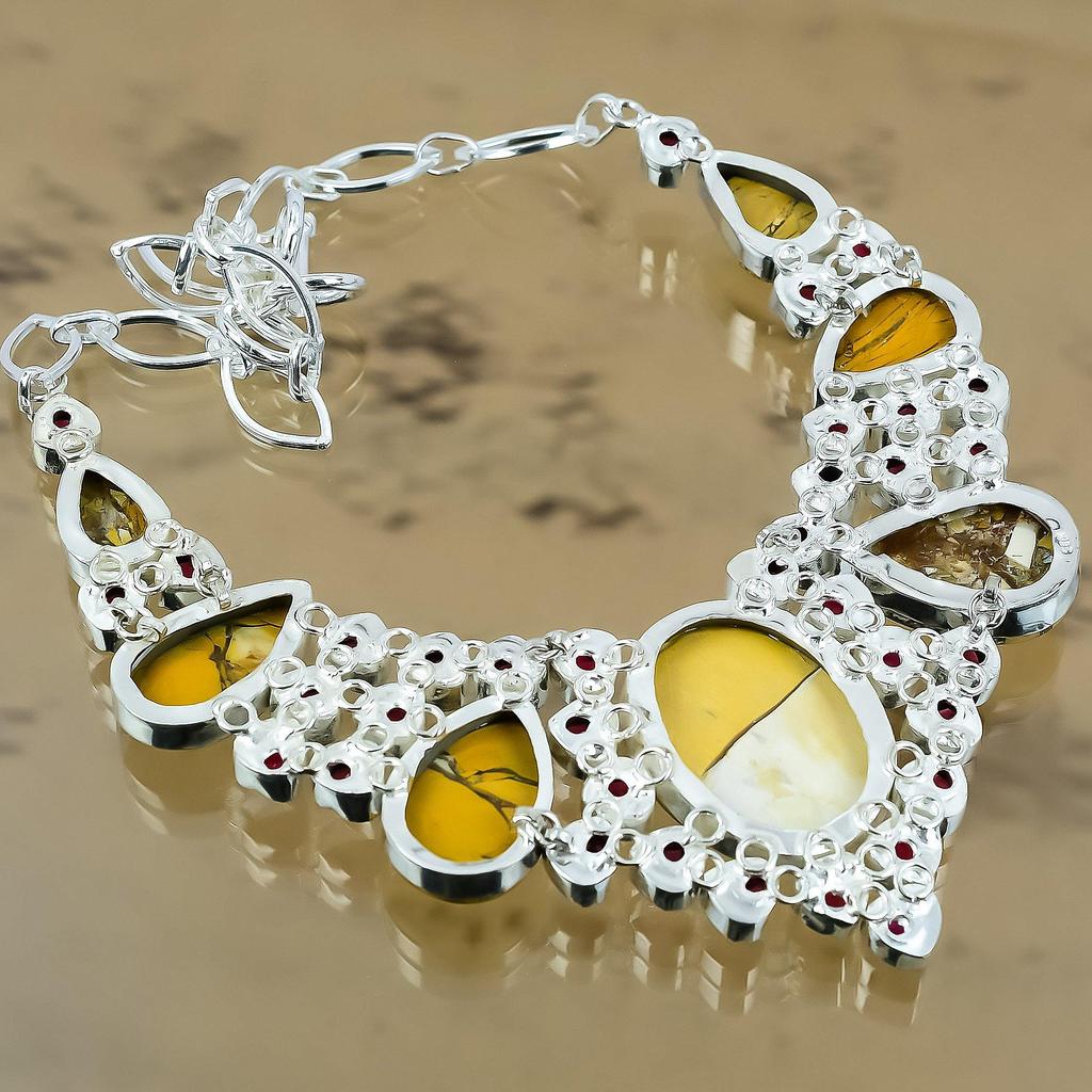 Gift For Her 925 Silver Natural Brecciated Mookaite Chain Adjustable Necklace