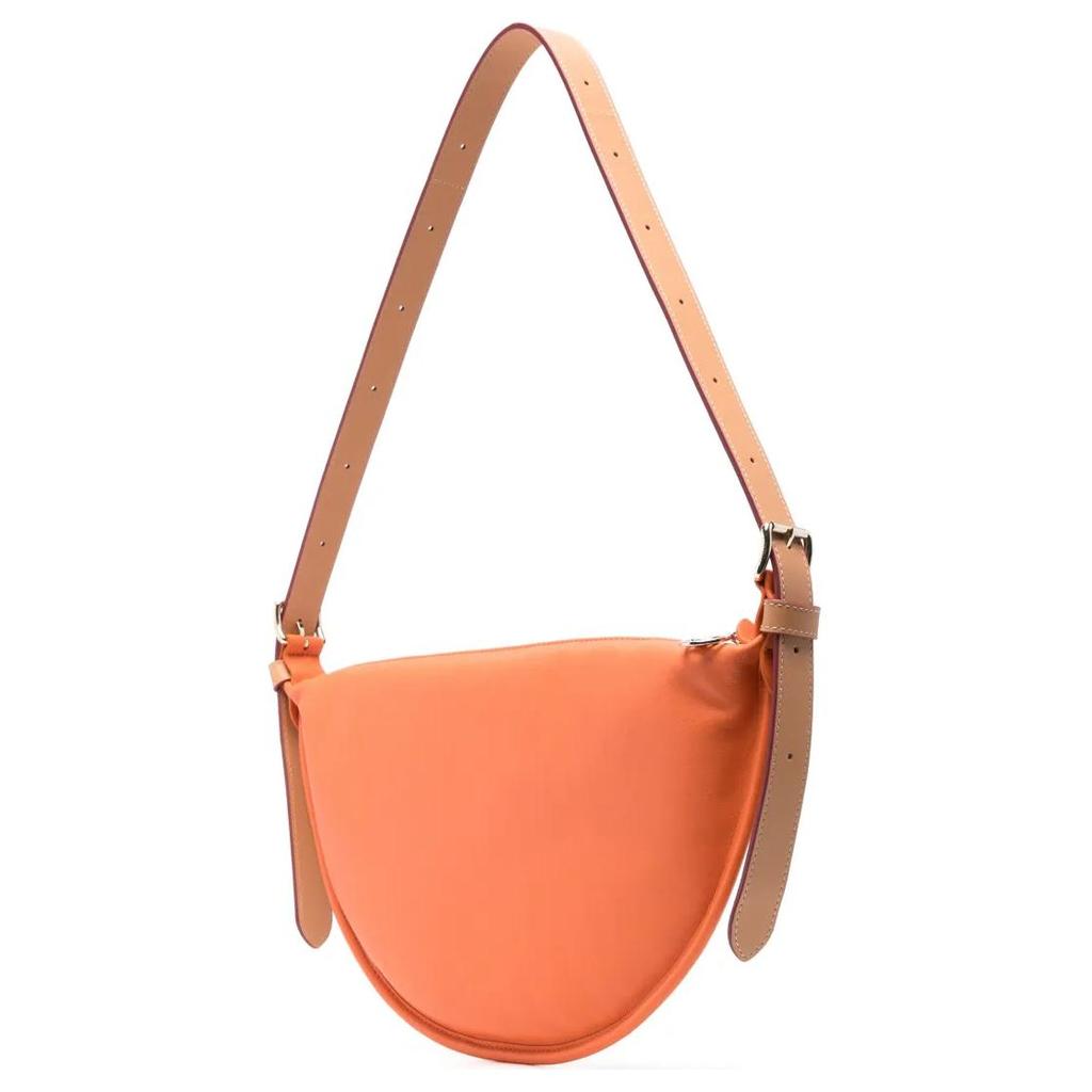 Longchamp Smoothie Half-Bag Half-Round Design Color-Contrast Trim Leather Shoulder Bag Medium Women Shoulder Bag Orange 10312HGP017