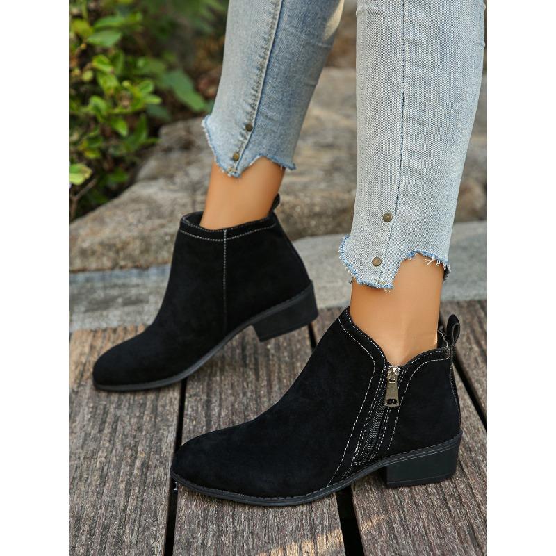 Winter 2025 New Pointed Toe British Style Booties Women's Plus Size Vintage Vintage Side Zip Chelsea Boots
