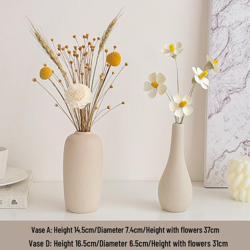 Cream Style Decorative Vases for Living Room, Bedroom, or TV Cabinet with Dried Flowers