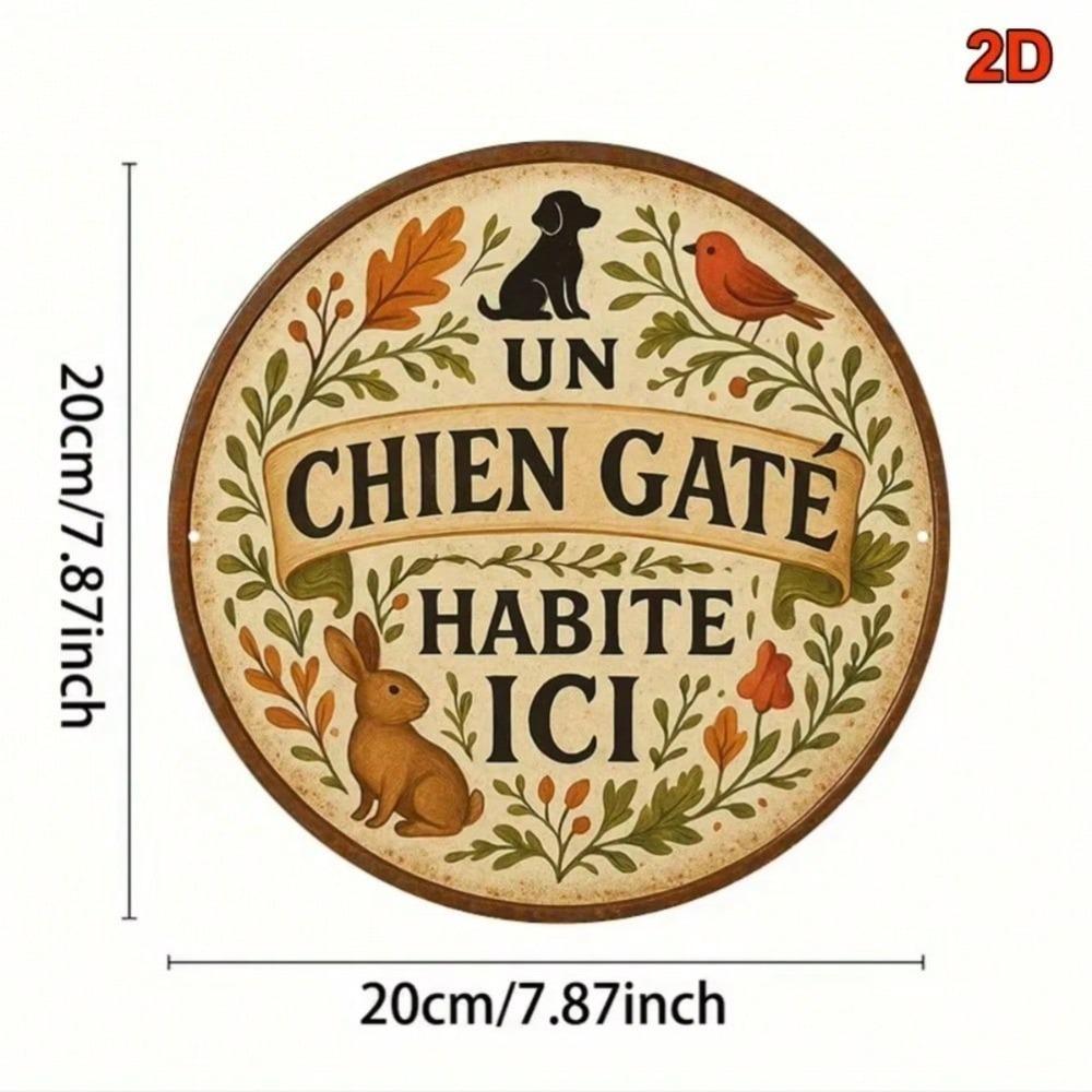 Vintage Metal Wall Art French Country Round Sign for Home and Garden Decor