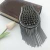 Sew-On Epaulette Shoulder Bar Accessory with Rivet Studs and Layered Metal Chain for Punk Theme Clothing Enhancement