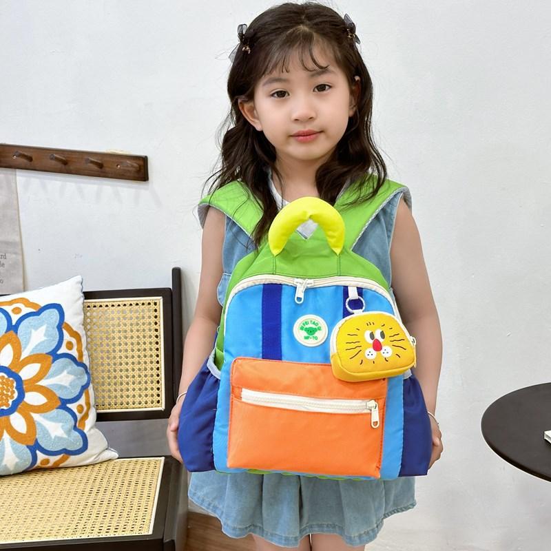 Kindergarten Primary School Students Schoolbag Cute Cartoon Cute Baby Backpack Contrasting Color Children'S Bag