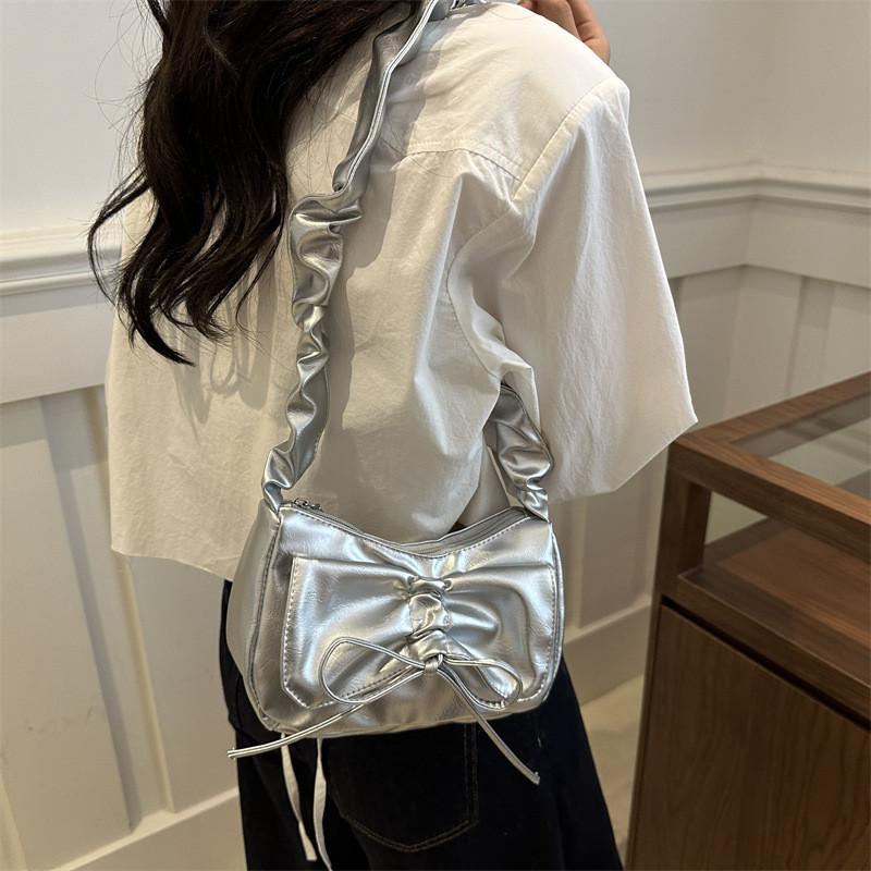 Chic And Fashionable Pleated Moon Bag For Women With Soft Pu Material In Various Shades