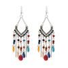 Bohemian Crystal Tassel Earrings - Ethnic Style, Slim Face, Exaggerated Design for Travel