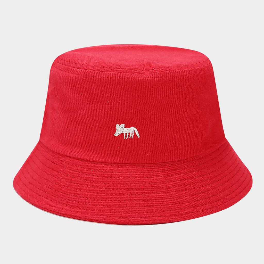Cartoon fox embroidered bucket hat women fashion hipster sun hat summer college style couple foldable basin hat