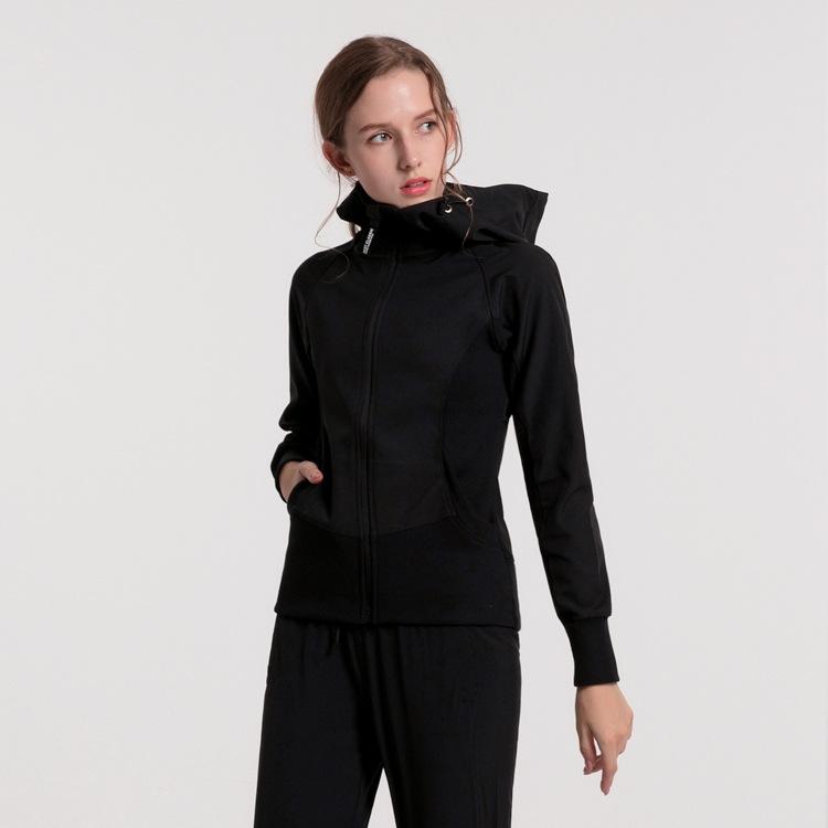 Damen Strickjacke Kapuzen Yoga Oberteil Sportjacke Fitness Laufjacke Langarmjacke