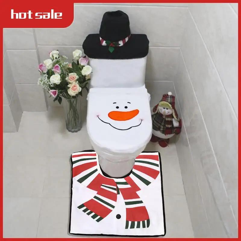 Toilet Seat Cover Decorations Christmas Bathroom Decor Includes Toilet Seat Cover, Rugs, Tank Cover