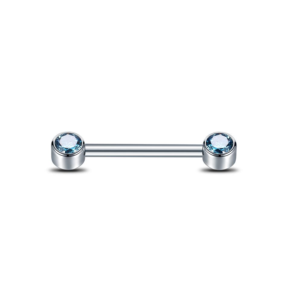 1 vnt. 14G implantinis titano spenelio pirsingas su štanga, cirkonio kristalo spenelio apsauga, vidiniu sriegiu, pirsingo papuošalas 12/14/16mm