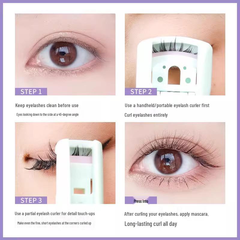 2024 Women's Portable Wide-Angle Eyelash Curler - Long-Lasting Curl & Shaping, Perfect for Beginners