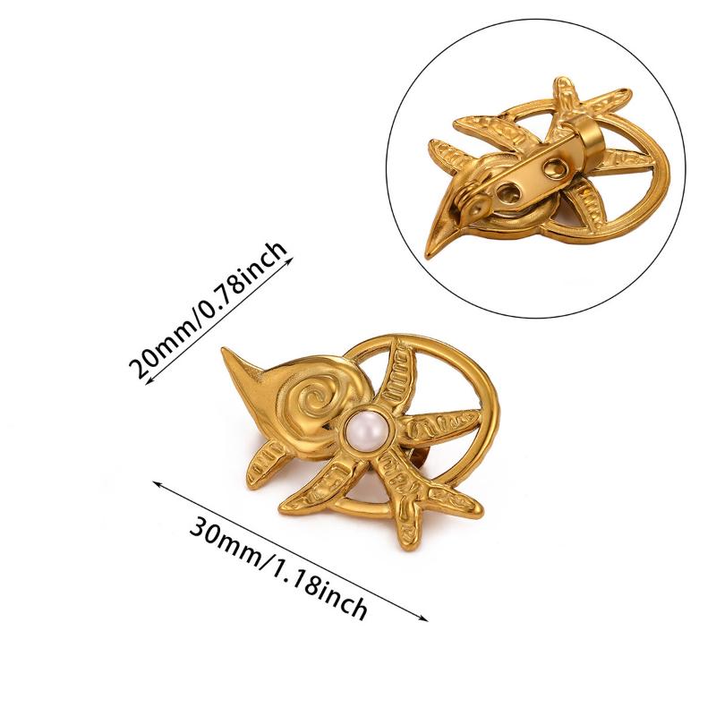 1 Pezzo Spilla Decorativa Fiore di Sole a Spirale Geometrica Colore Oro Elegante Spilla da Donna Acciaio Inossidabile Impermeabile Gioielli per Festa Matrimonio