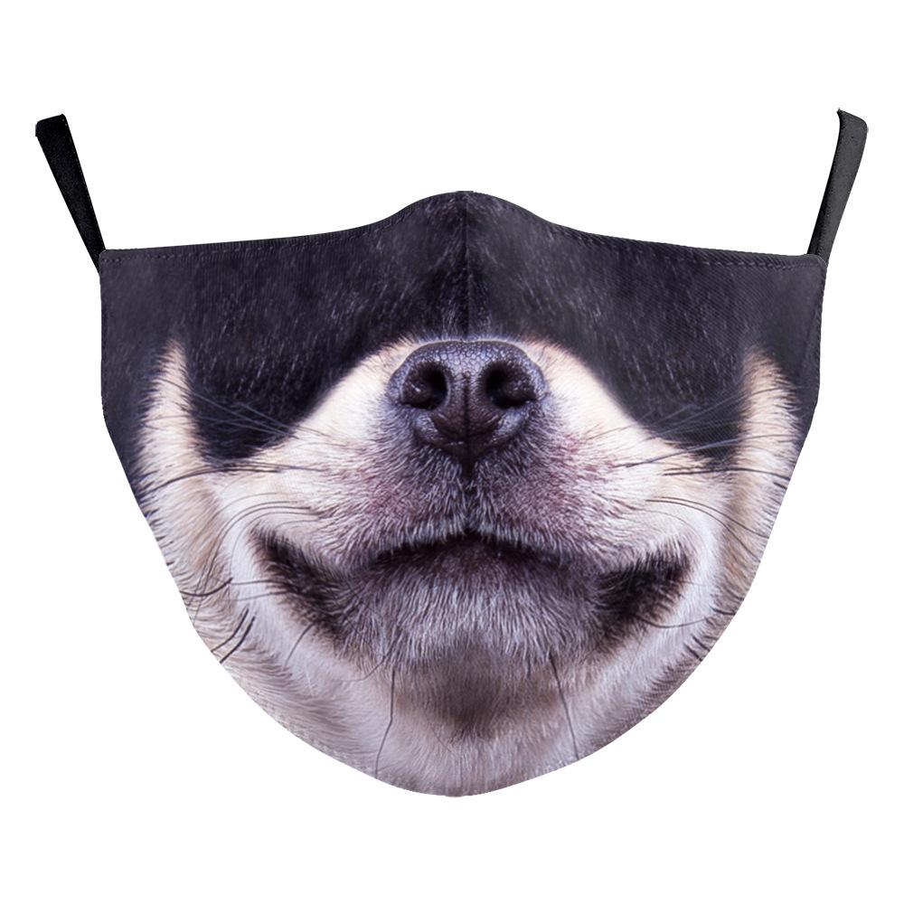 Animal Puppy Funny Mouth Anti-Haze Dustproof Adult Digital Print Protective Mask