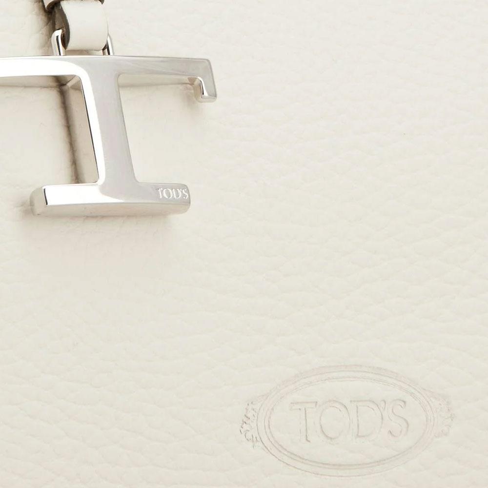 Tods Logo Embossed Metal T Timeless Pendant Mini Handbag Women handbags White XBWAPAEL000QRI1O92
