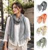 Solid Color Pure Linen Scarf Long Tassel Shawl Wrap Fashion Neck Scarf  For Ladies