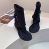 Inner heightening toe sandals women's shoes summer versatile and thin edge buckle wear cool boots high-top shoes