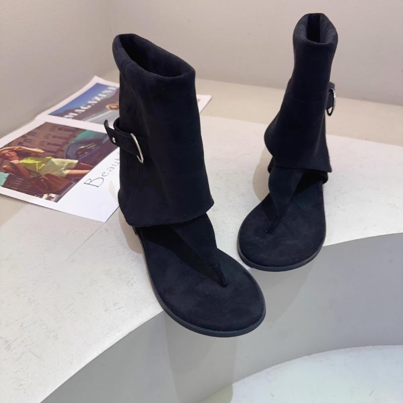 Inner heightening toe sandals women's shoes summer versatile and thin edge buckle wear cool boots high-top shoes