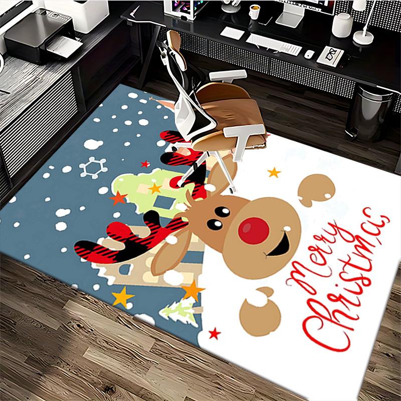 Christmas Reindeer Chair Mat - Anime Cartoon Design, Non-Slip Carpet for Office, Home Decor, Living Room, Bedroom, Game Room & Dormitory.R027
