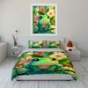 Entzückendes Frosch-Blumen-Blätter-Bettwäsche-Set Mit 3D-Druckdesign Weiches Polyester-Bettwäsche-Set Ganzjahreskomfort