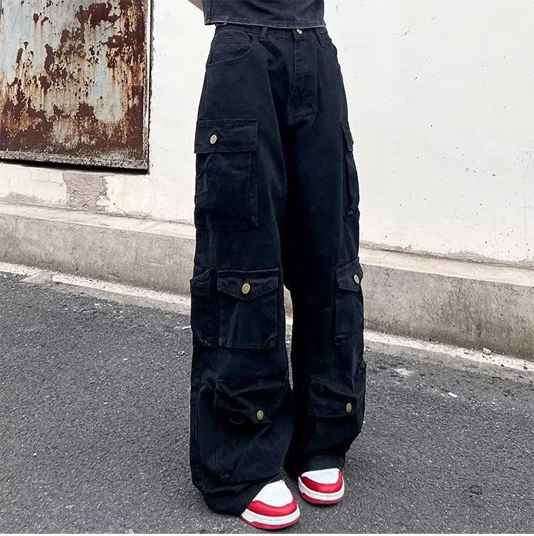 Spring Large Size Retro Casual Multi-Pocket Cargo Pants
