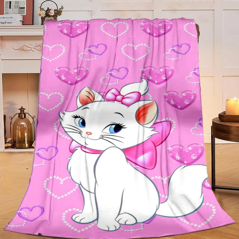 1PC Mary Cat Flannel Blanket Gift, Suitable for Both Men And Women, Soft Ideal for Beds And Sofa, Birthday Or Christmas Gift