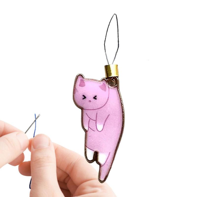 Cartoon Cat Threader Mini Cartoon Manual Threader Alloy Needle Threader Household DIY Sewing Accessories Punch Hand Sewing Tool