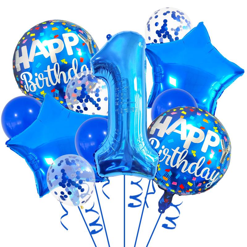 13pcs Blue Birthday Balloon with "Happy Birthday" Text - Perfect for Party Decorations, Anniversaries, and Festive Celebrations